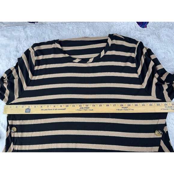 Soft Surroundings Knit Tunic Top Long Slv Black Tan Gold Metallic Thread Size 2x - Picture 8 of 12